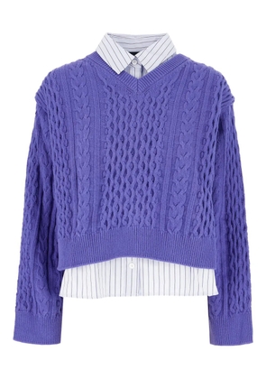 Juun.J cable-knit layered sweater - Purple