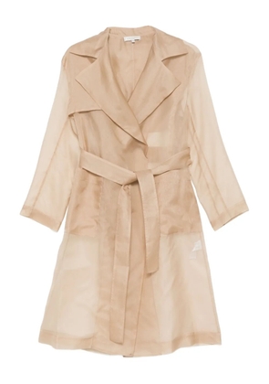 Antonelli belted sheer trench coat - Brown