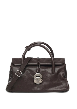 Zanellato DOTTA® studded leather tote bag - Brown