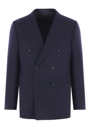 Caruso double-breasted wool jacket - Blue