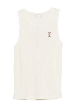 Drôle De Monsieur Le Débardeur D Miroir ribbed logo-patch tank top - Neutrals