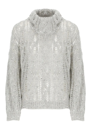 PANICALE open-knit sequinned sweater - Grey