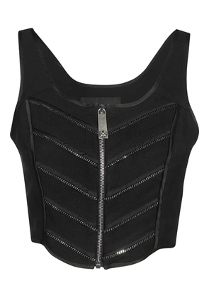 John Richmond zip-fastening chain-embellished top - Black