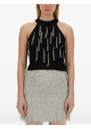 Alysi halter-neck tassel top - Black