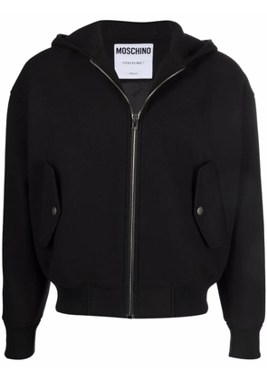 Moschino logo-appliqué zipped hoodie - Black