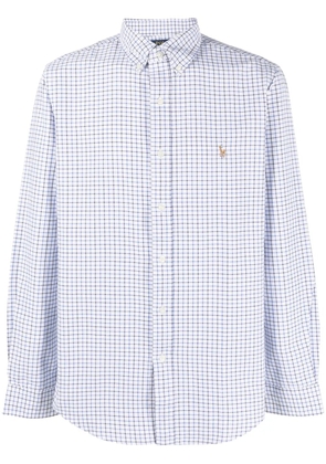 Polo Ralph Lauren grid-pattern logo-embroidered cotton shirt - White