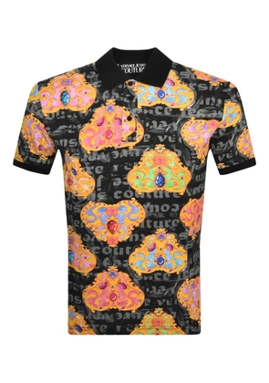Versace Jeans Couture baroque-print polo shirt - Black