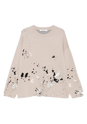 Études Studio paint-splatter crew-neck sweater - Neutrals
