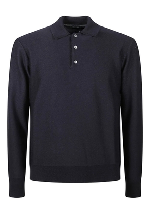 Drumohr merino-wool long-sleeve polo shirt - Blue