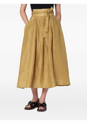 MARK KENLY DOMINO TAN tie-waist pleated midi skirt - Neutrals