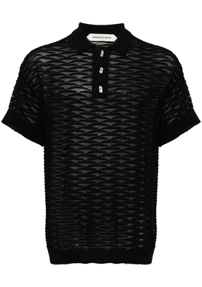 Namacheko textured finish sheer polo shirt - Black