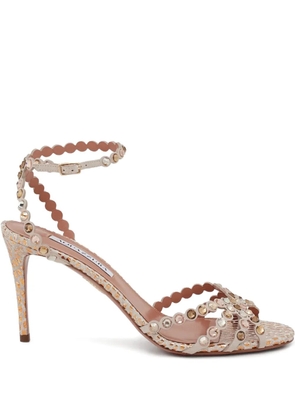 Aquazzura 85mm Tequilla printed heeled sandals - Neutrals