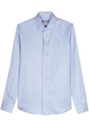 Canali geometric-pattern cotton shirt - Blue