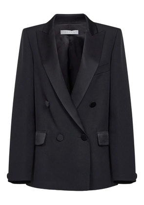 Alina double-breasted satin collar jacket - Black