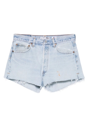 RE/DONE frayed-edges denim shorts - Blue