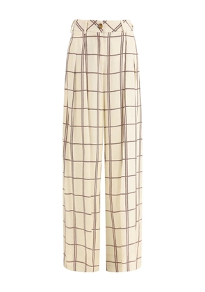 CRIDA Travel pleat-detailed checked trousers - Neutrals