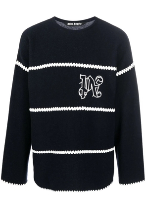 Palm Angels embroidered-monogram striped jumper - Blue