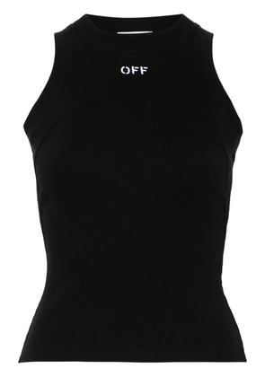 Off-White logo-embroidered ribbed tank top - Black