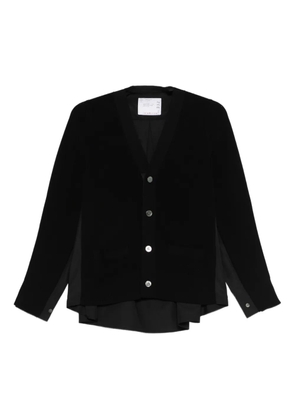 sacai panelled cardigan - Black