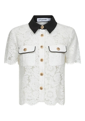 Self-Portrait floral-lace short-sleeve shirt - White