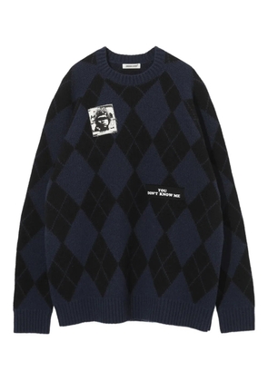 Undercover argyle-patterned sweater - Blue