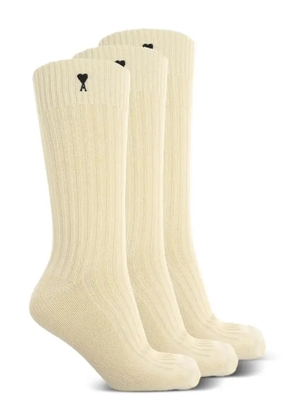 AMI Paris Ami De Coeur ribbed socks - Neutrals