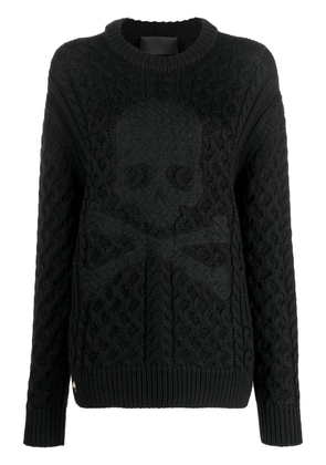 Philipp Plein embossed skull wool jumper - Black