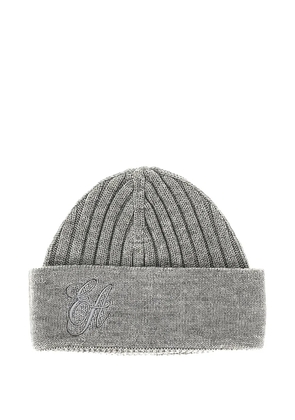 Emporio Armani logo-embroidered beanie hat - Grey