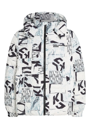 Karl Lagerfeld Jeans all-over print puffer jacket - White