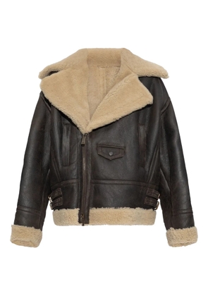DSQUARED2 shearling-collar leather jacket - 143 - BROWN