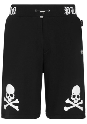 Philipp Plein Skull&Bones logo-embroidered shorts - Black