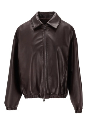 La-Rose leather zip jacket - Brown