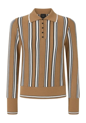 PINKO striped polo-neck cardigan - Brown