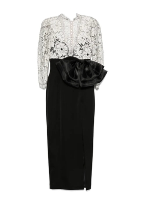 SILK LOVE & LACE lace-bow dress - Black
