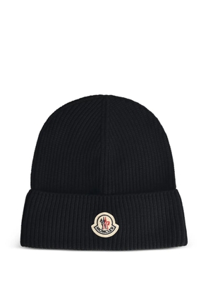 Moncler ribbed logo-patch hat - Black