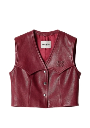 Miu Miu snap-button leather vest - Red
