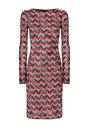 Missoni chevron-pattern long-sleeve midi dress - Red