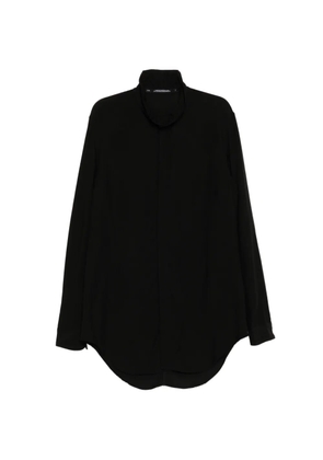 Julius high-neck curved hem shirt - Black