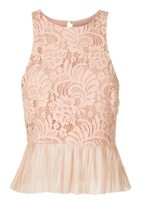 Lethicia Bronstein ruffle sleeveless lace top - White