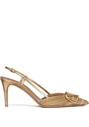 Valentino Garavani 80mm VLogo Signature slingback pumps - Gold