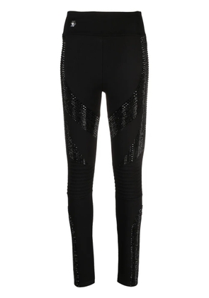 Philipp Plein rhinestone-embellished high-waisted leggings - Black