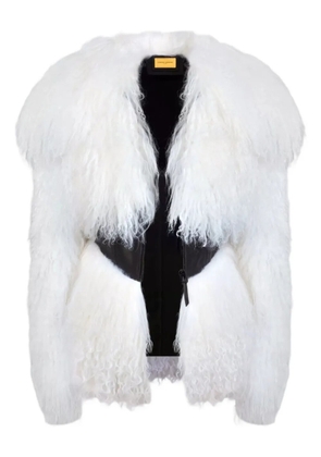 CHRISTINA CRAWFORD shearling leather-trimmed jacket - White