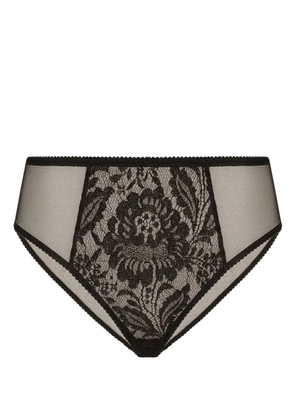Dolce & Gabbana floral-lace virgin wool briefs - Black