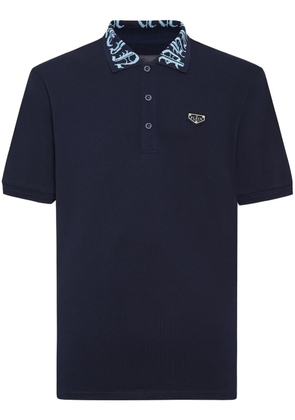 Philipp Plein Gothic Plein piqué short-sleeve polo shirt - Blue
