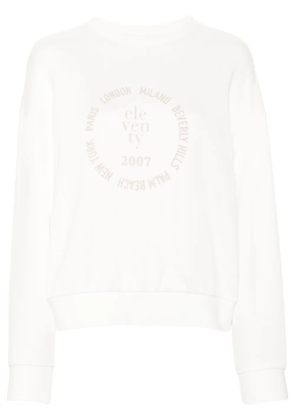 Eleventy logo-print cotton sweatshirt - White