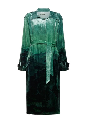 Pierre-Louis Mascia landscape-print velvet coat - Green
