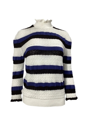Chloé Vintage ruffled-collar striped sweater - White