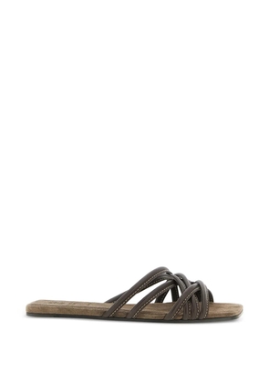 Brunello Cucinelli contrast-stitching leather sandals - Brown