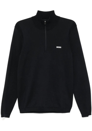 BOSS logo-print high-neck jumper - Blue