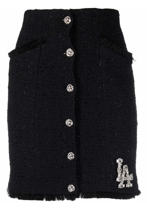 Philipp Plein Crystal Skull tweed short skirt - Black